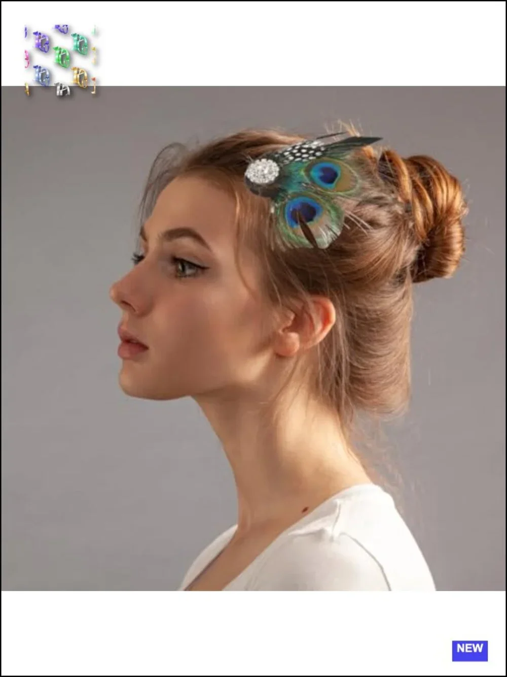 3pcs Butterfly Faux Peacock Feather Hair Clip Rhinestone Hair Accessory